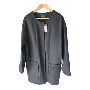 $139 Alfani Long Sports Coat Sz L Men Black Boulder  Zip Snap Buttons Jacket